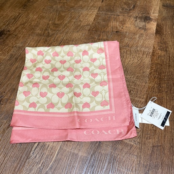 NWT Coach Signature Heart Print Silk Bandana CP348 - Picture 2 of 3